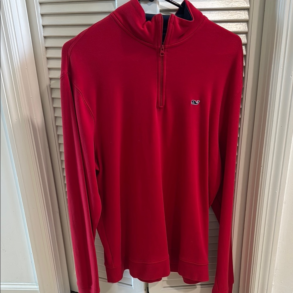 Vineyard Vines Men's Red Quarter-Zip Sweater